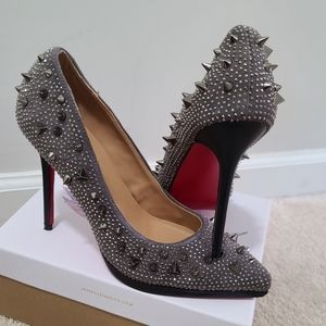 Grey Spiked Pumps